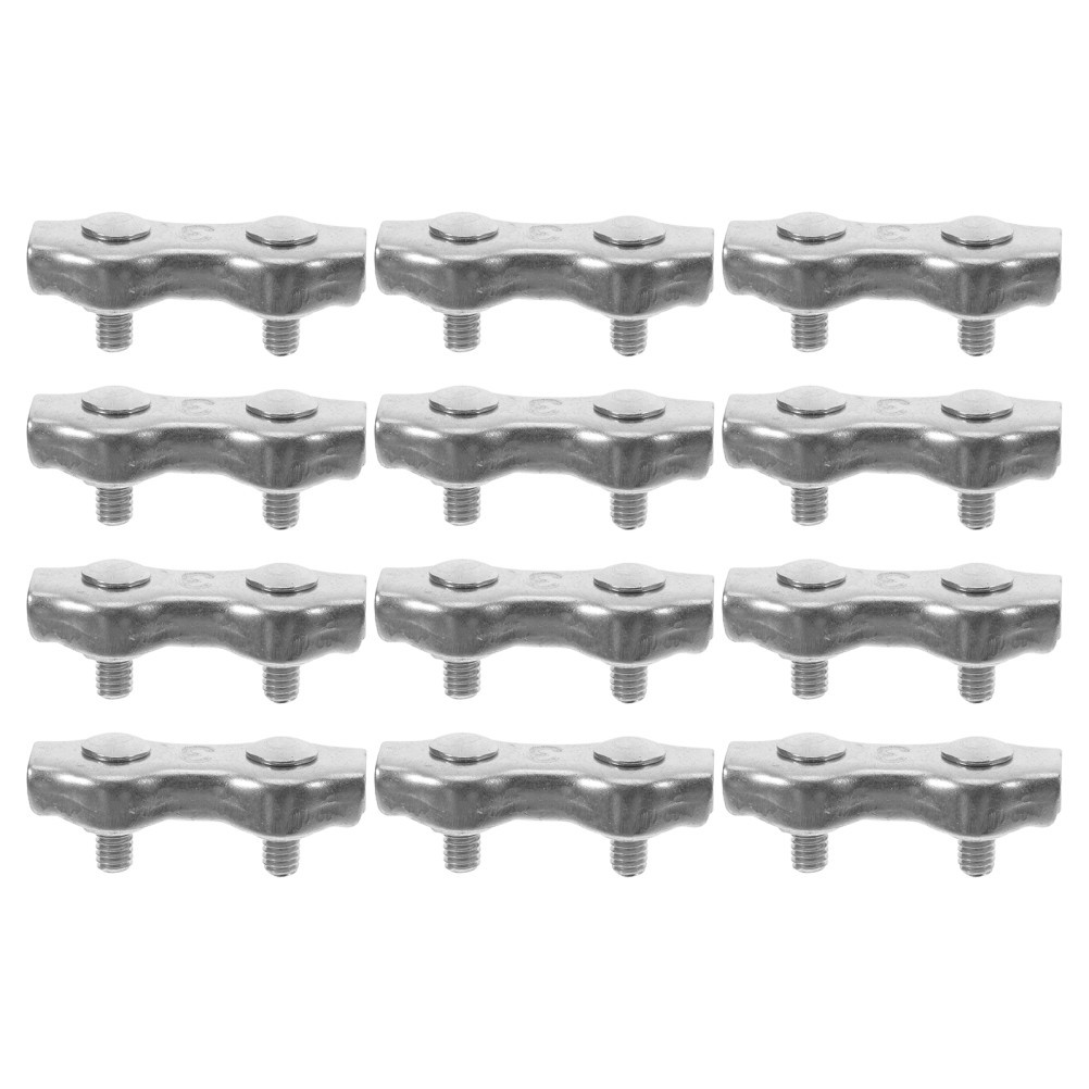  12 Pcs Double Cable Clip Stainless Steel Rope Electric Fence Clamps