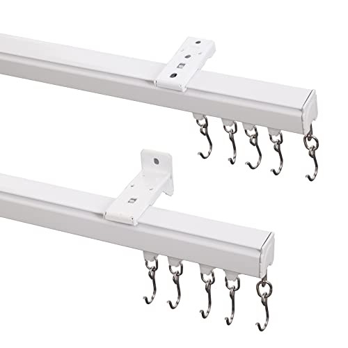 Ceiling or Wall Mount Curtain Track Kit with Hooks, 3ft - 6ft 3-6ft (36-72in)