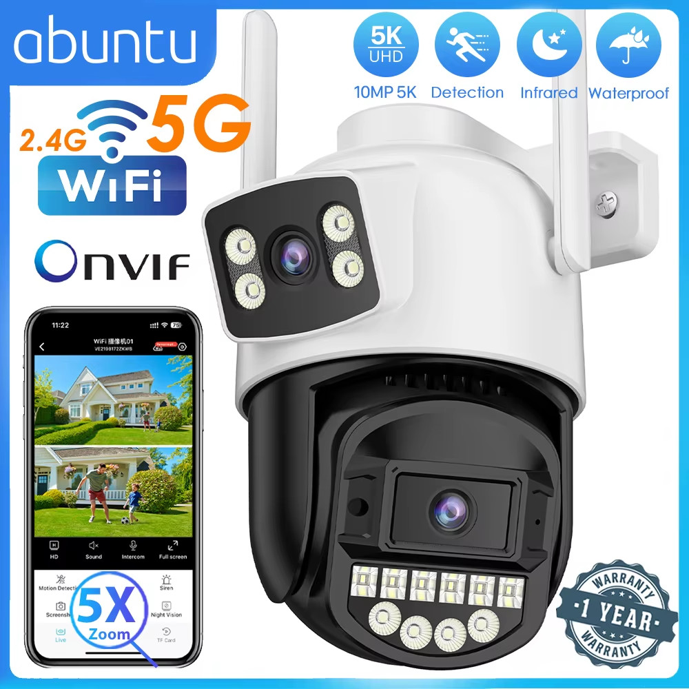 2.4G/5GHZ Wifi Sureveillance Camera Outdoor 10MP 5K Dual Lens 5X Digital Zoom CC