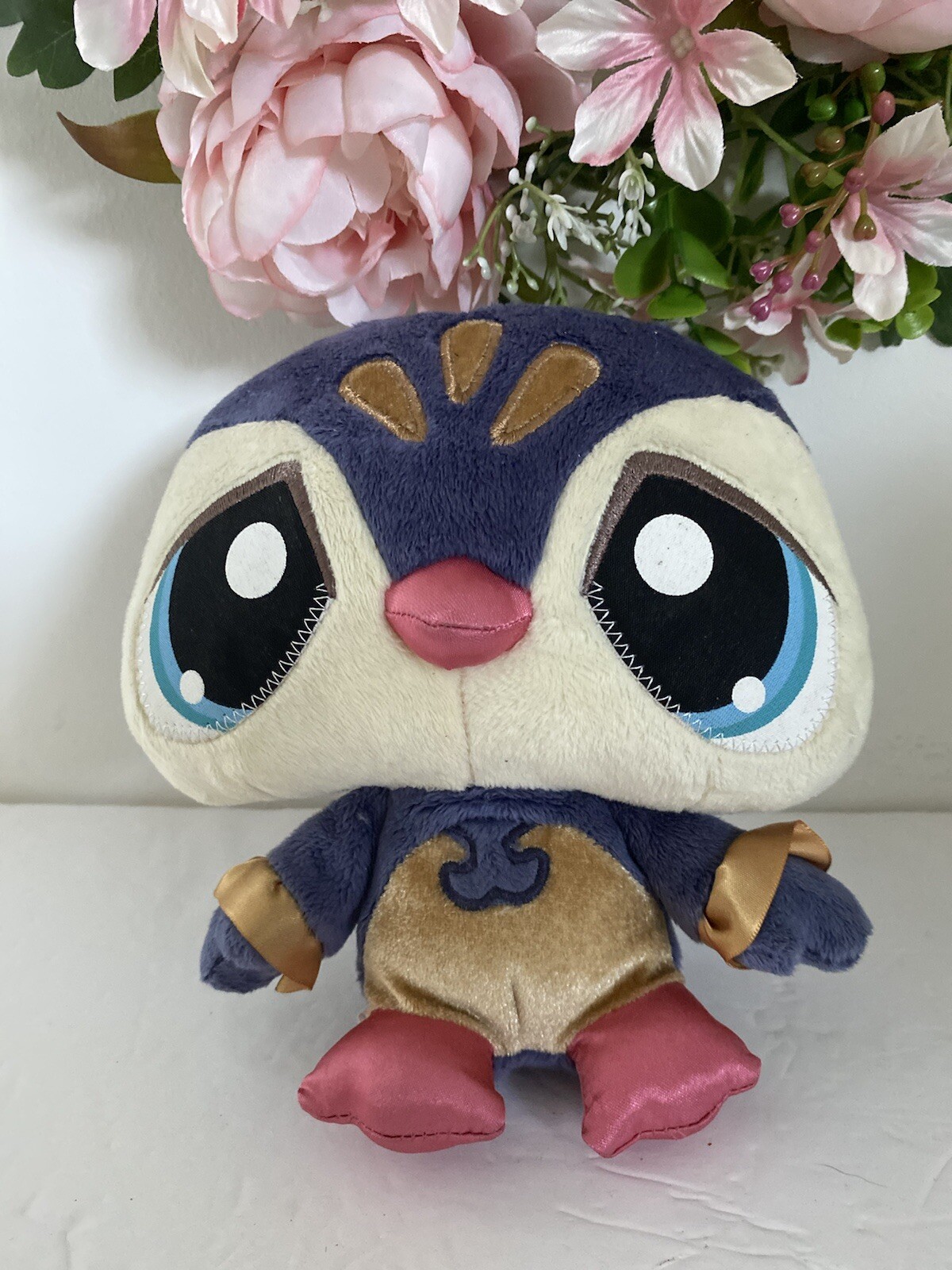 2008 Littlest Pet Shop Sassiest Penguin Plush Stuffed Animal Purple Hasbro 8 in