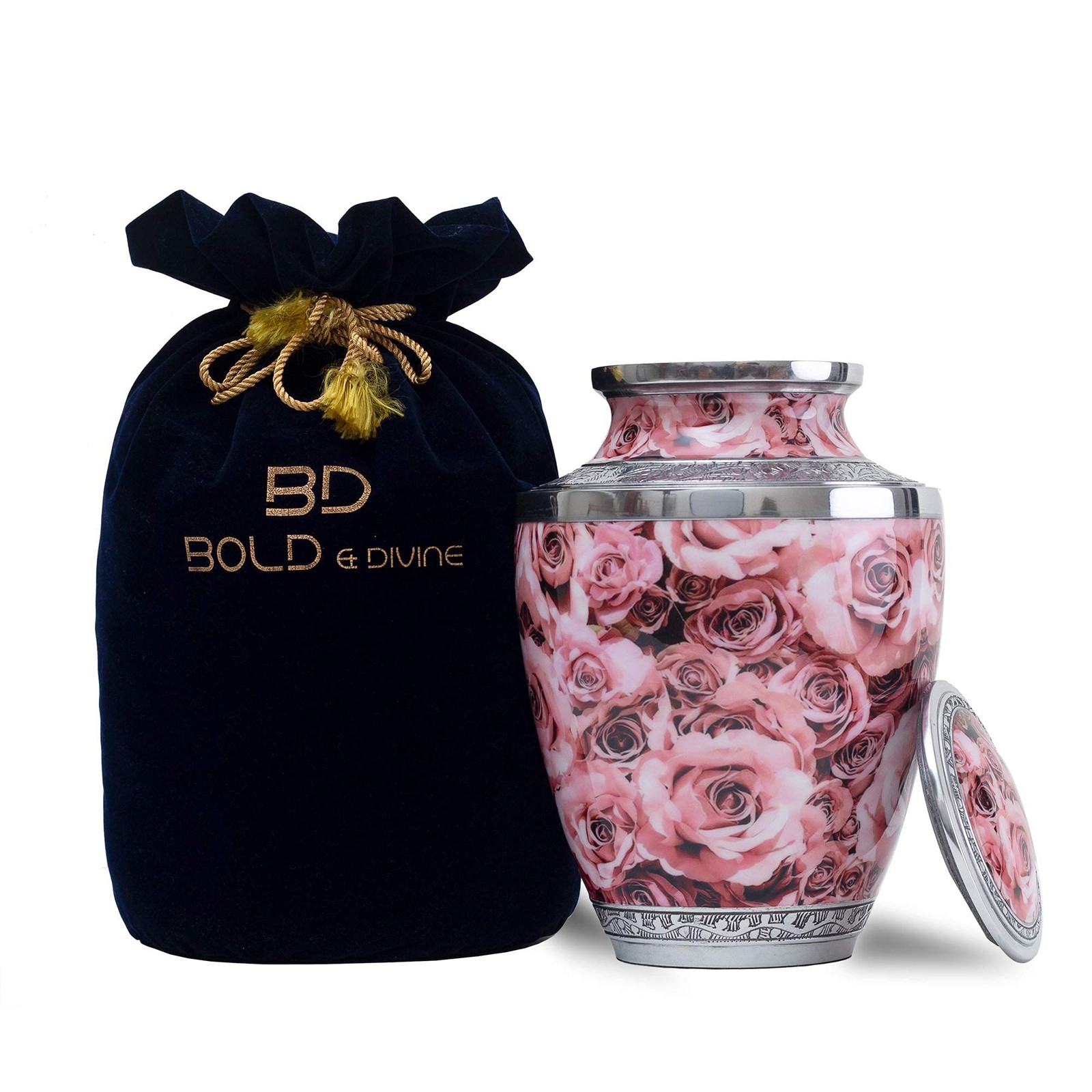 Hand Painted Pink Rose Cremation Urn | Human Ashes Adult Memorial urn, Burial...