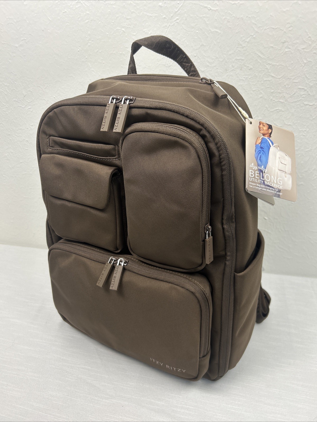 NEW  Itzy Ritzy Belong Utility Backpack Diaper Bag With Changing Pad NWT Brown