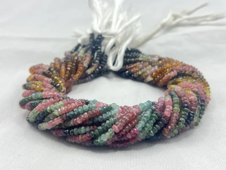 Natural Multi Tourmaline Faceted Rondelle Bead 4mm Multi Tourmaline Beads 13INCH