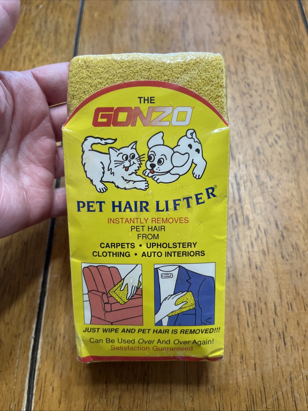Gonzo 2.75" x 5.75" Pet Hair Lifter Sponge, for Clothes & Furniture NOS NIP