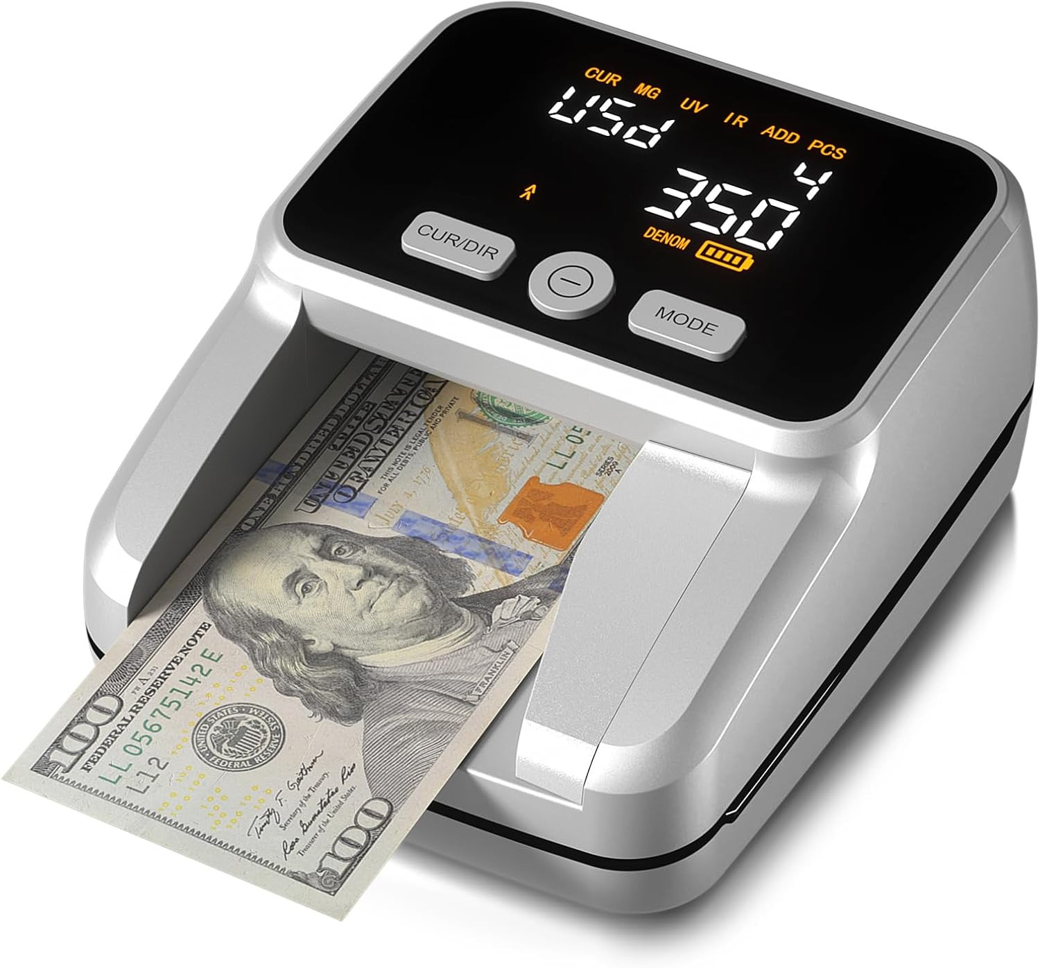 Counterfeit Bill Detector with 2.8" Digital Screen, Accurate Uv/Mg/Ir/Image/Size