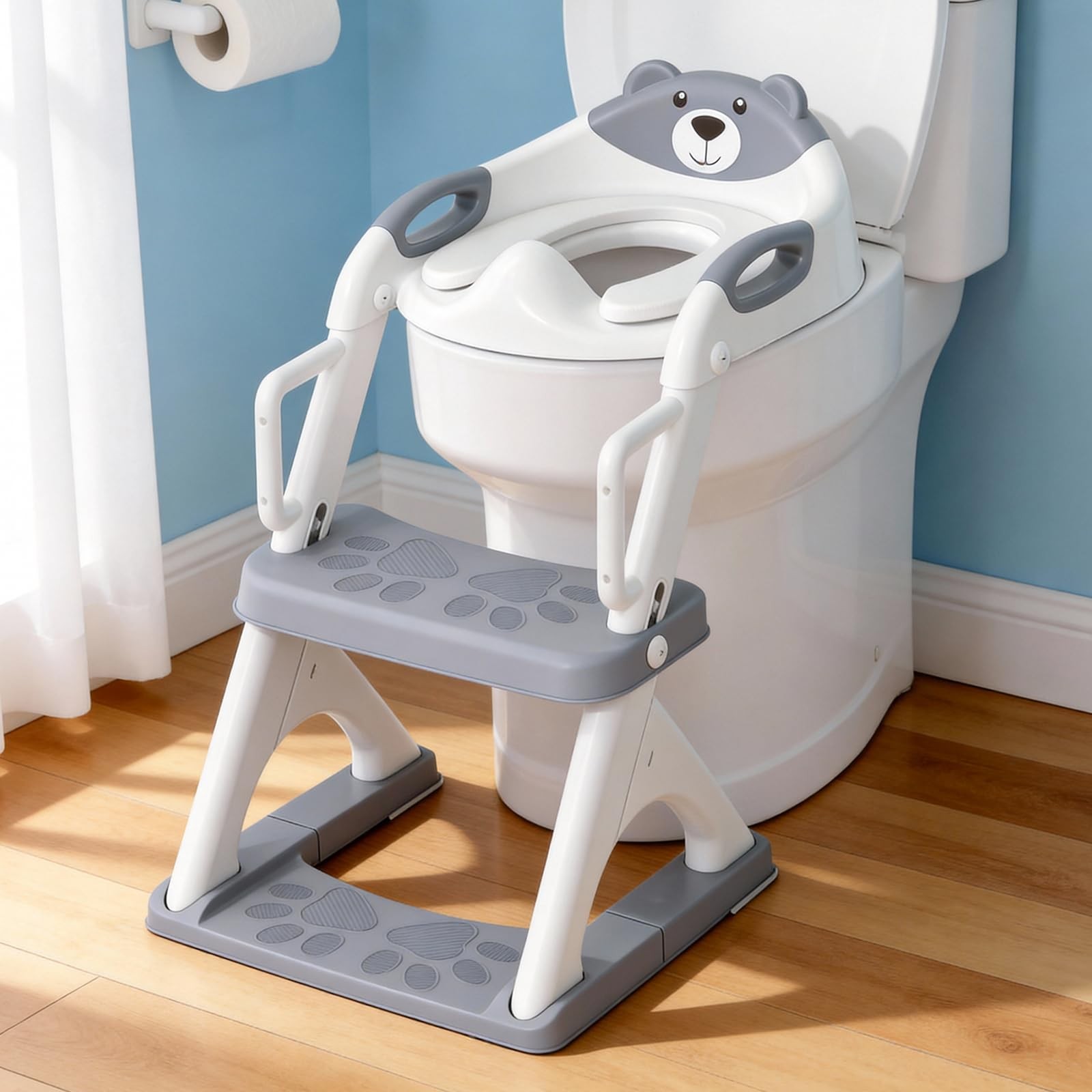 Potty Training Toilet with Step Stool Ladder Grey SKYROKU Seat Kids Boys Girls