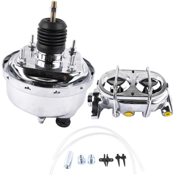 7" Street Hot Rod Power Brake Booster & Master Cylinder CHROME Brakes Custom Car