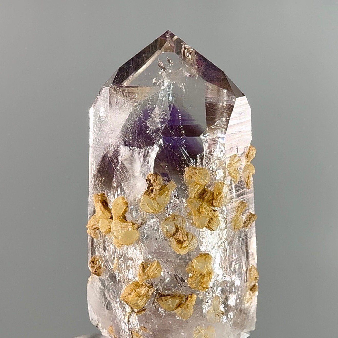 2 Moving Bubbles! RARE Dow Rainbow Brandberg Smoky Amethyst Enhydro w Prehnite