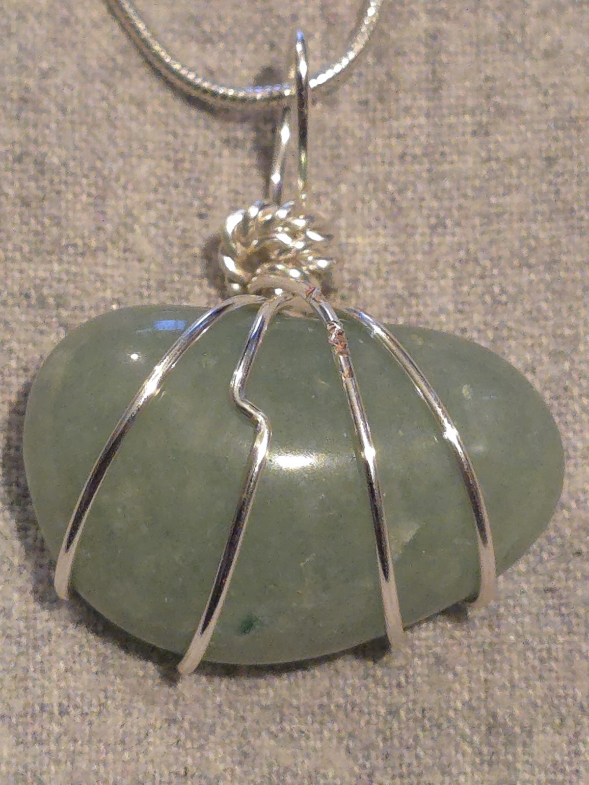 Green Aventurine Pendant On A Sterling Silver Necklace