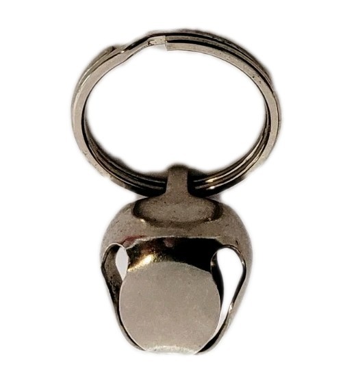 Jingle Bell Keychain Vintage Chiming Noisemaker Silvertone Metal Keyring 