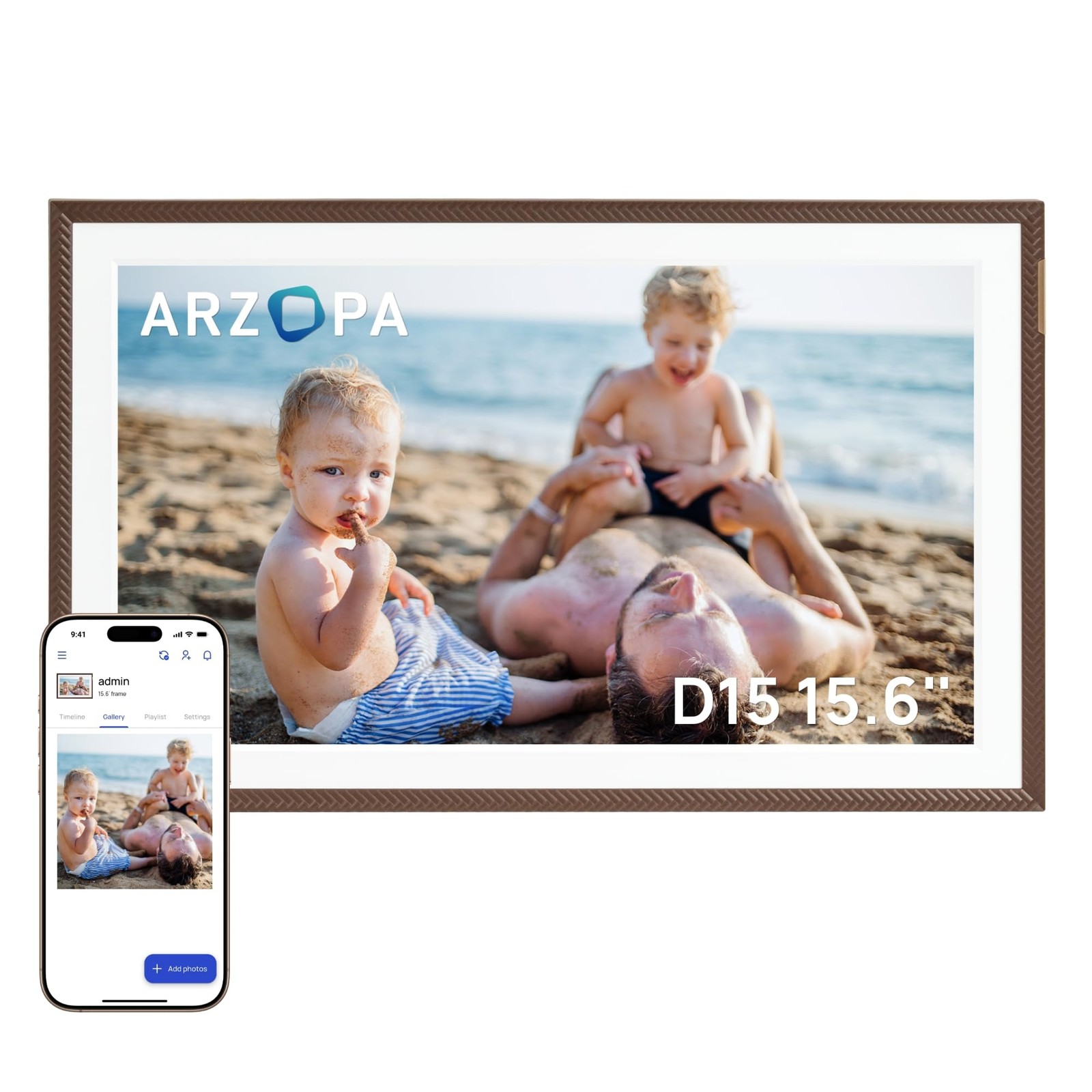 15.6" Large Digital Picture Frame, 1920X1080 FHD Touchscreen with Anti-Glare,...