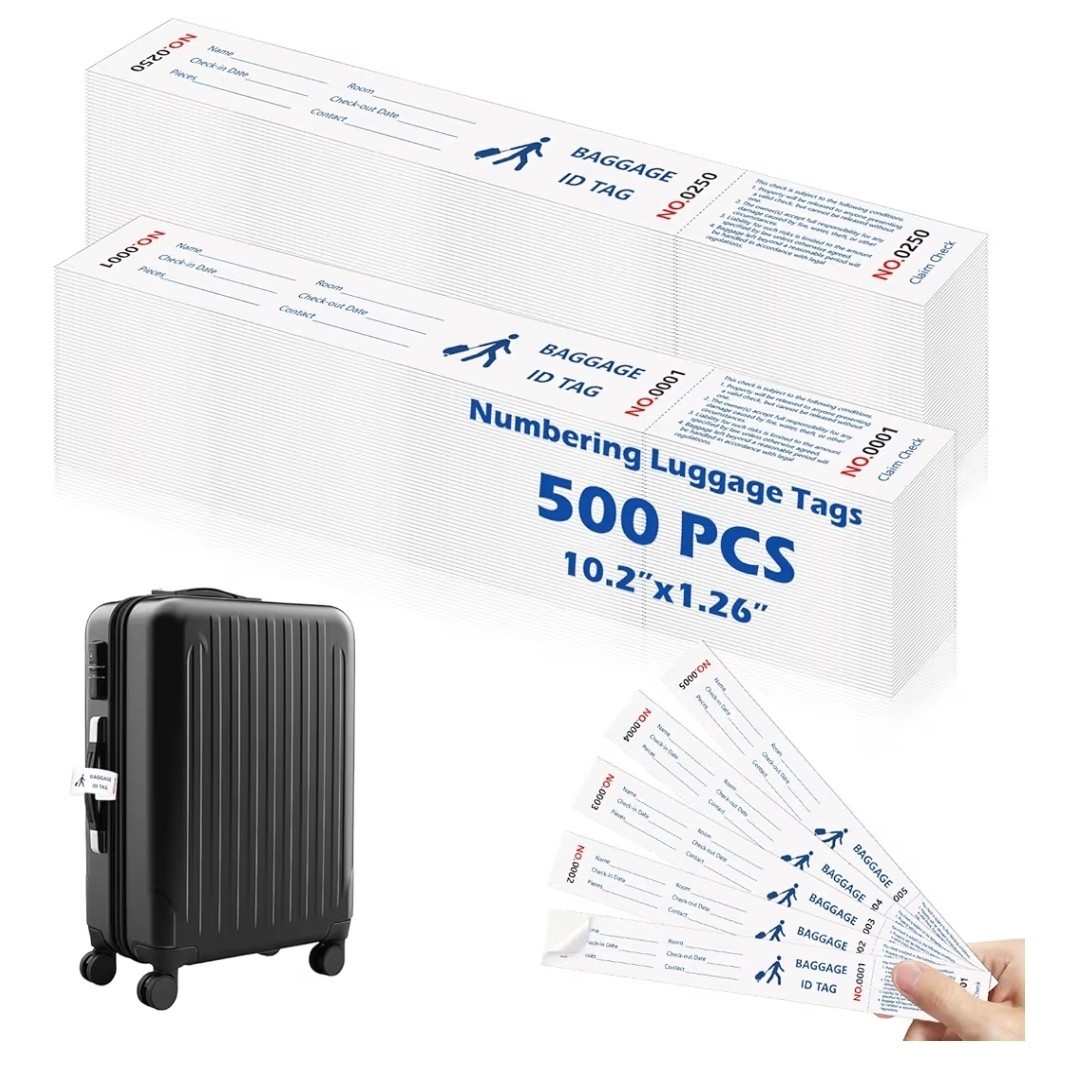 500 Pcs Paper Hotel Luggage ID Tags with Transfer Tape On Back Luggage Tags B...