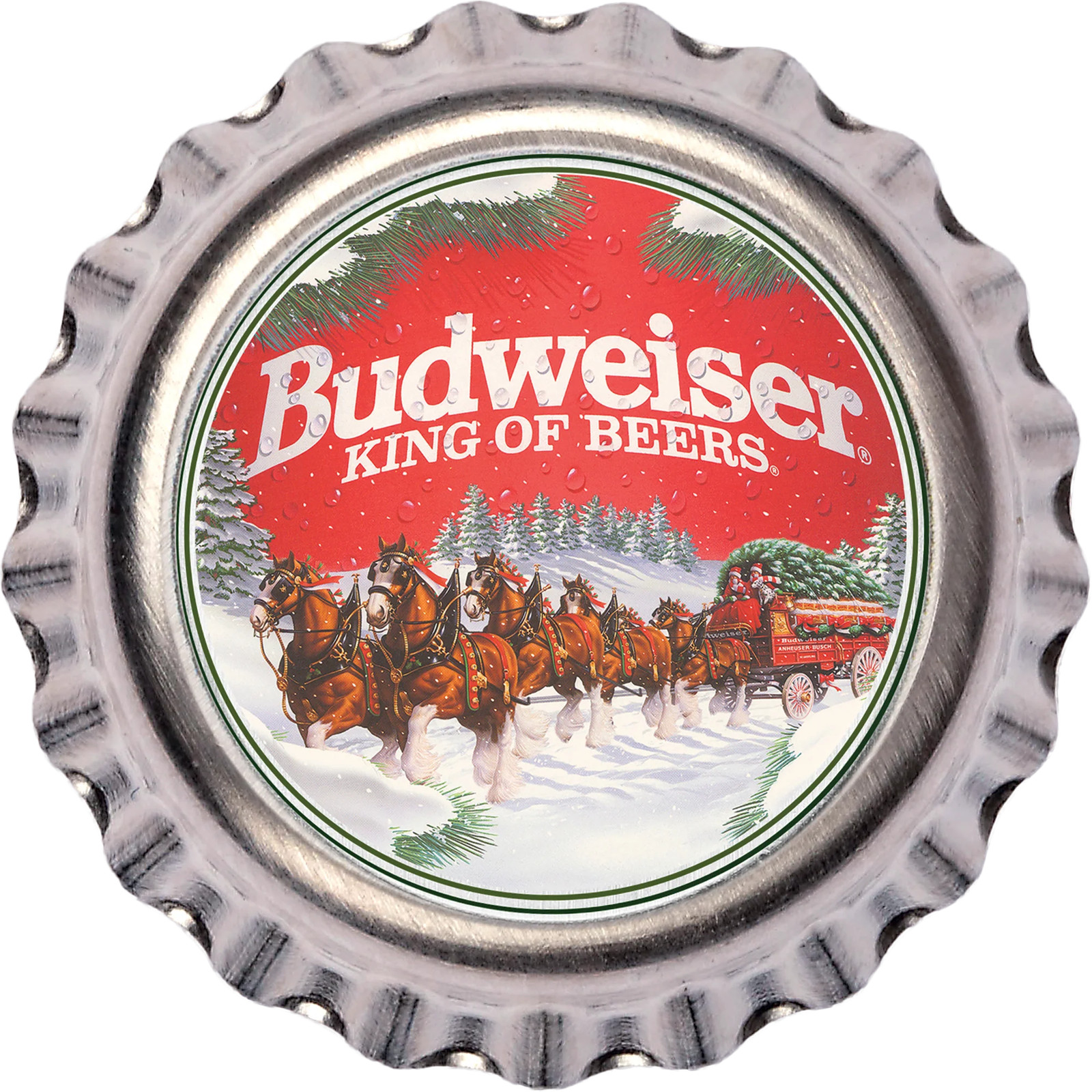 Budweiser Silver Bottle Cap - Holiday Clydesdales
