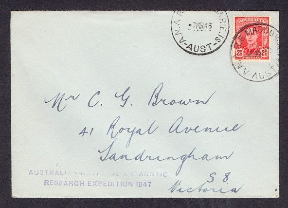 AUSTRALIA 1947 MACQUARRIE RESEARCH EXPEDITION COVER