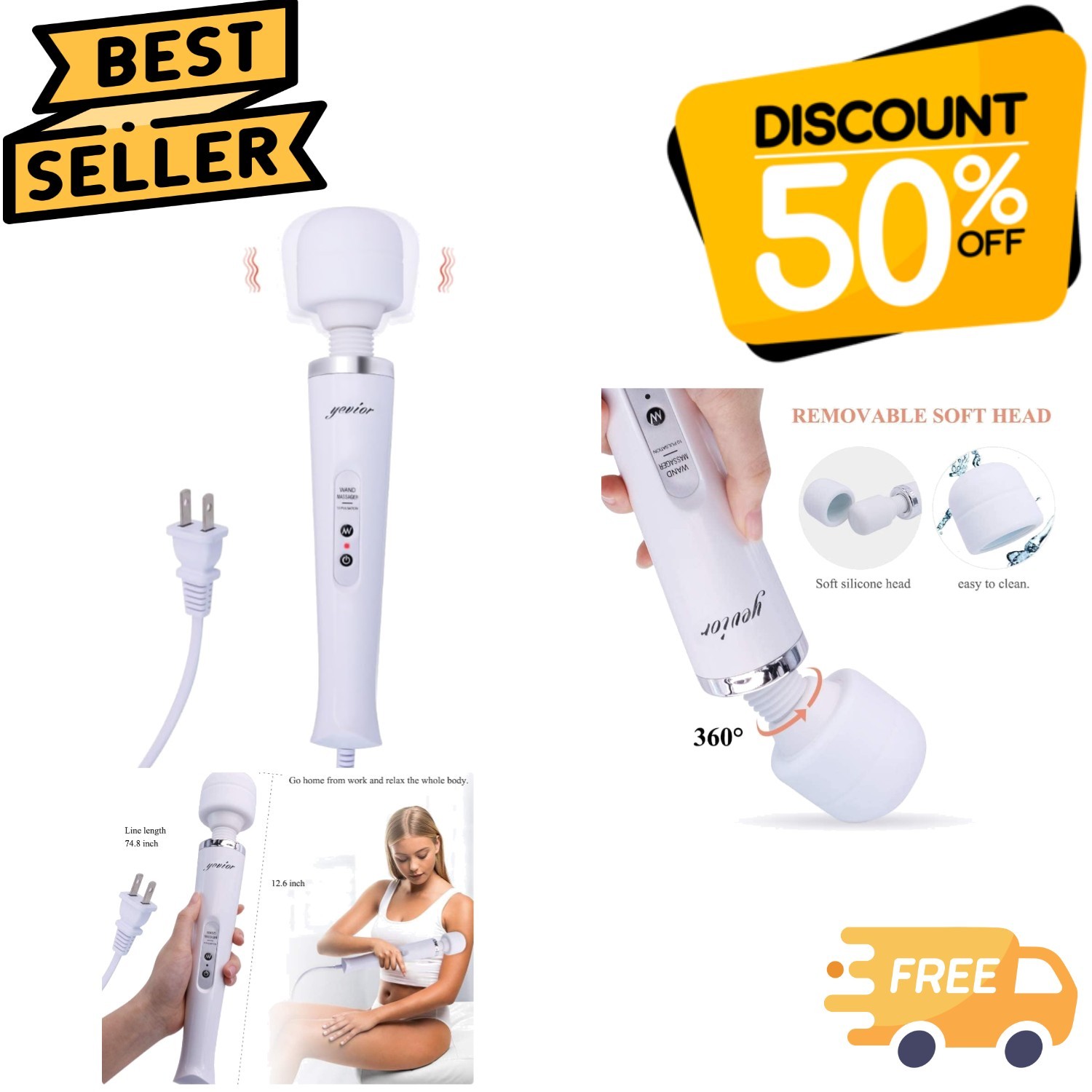 Strong Handheld Massager for Women - 10 Pulse Vibrations for Full Body Care