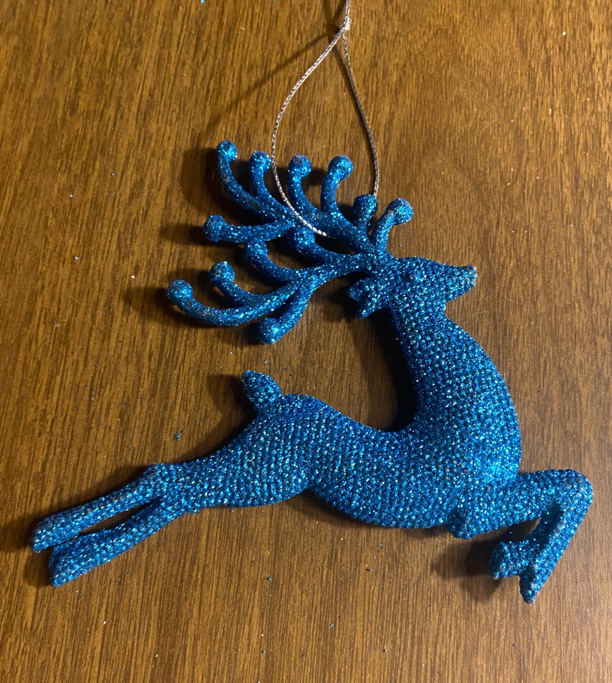 Blue Covered Plastic Deer Elk Moose Reindeer Christmas Ornaments 5"