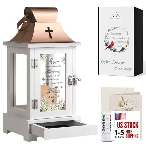 Memorial Lantern with Drawer for Keepsakes, Bereavement Sympathy Gifts for 