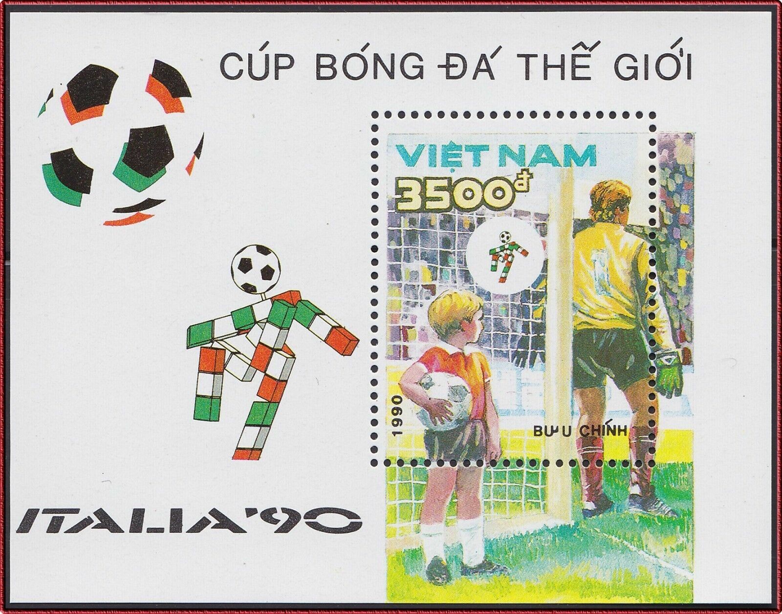 Vietnam Bloc N°61 Bf Football Italia 90, 1990 Vietnam 2089 Italy Soccer MNH