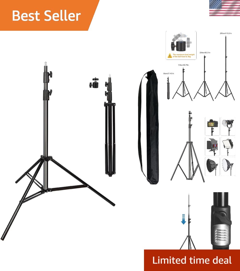 Versatile 9.5ft Light Stand for Ring Lights & Softboxes - Adjustable & Portable