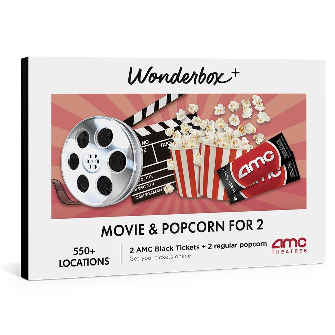 WONDERBOX AMC Movie Night Experience for 2, Gift Box with 2 Movie Tickets and 2