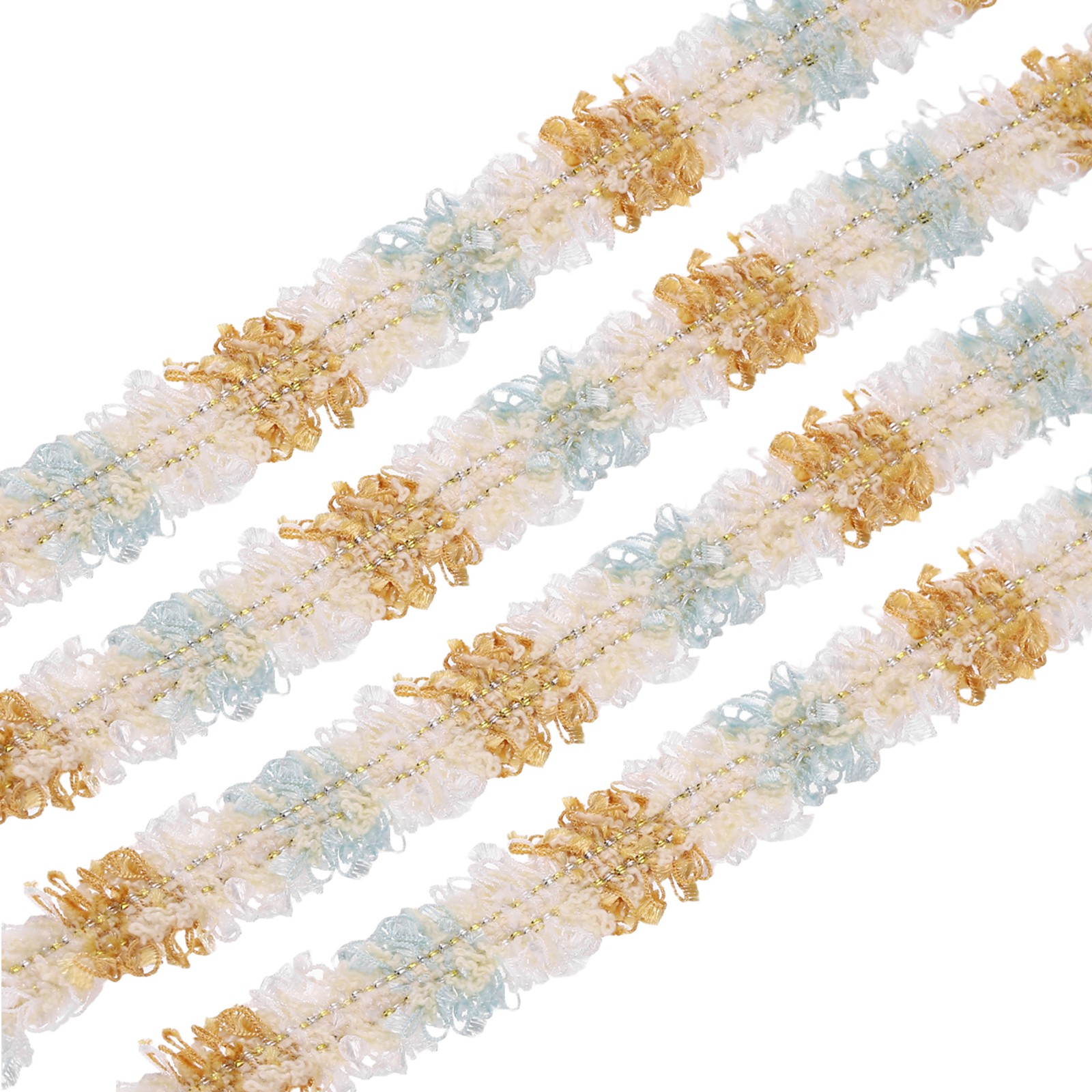 Braided Lace Trim, 10 Yards 0.6 Inch Wide Sewing Edging Trim, Blue-White-Apricot