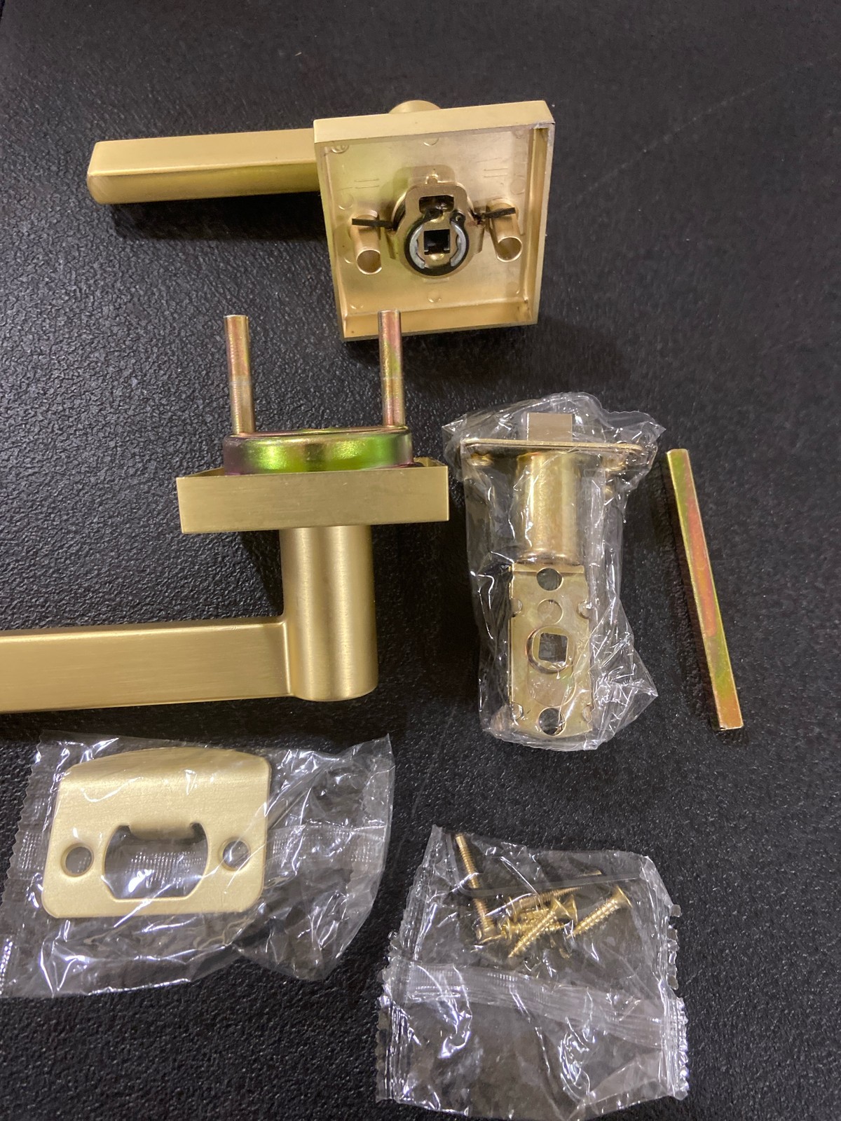 Miseno MLK4022 Lorton Flat Bar Passage Door Lever Set - Satin Brass