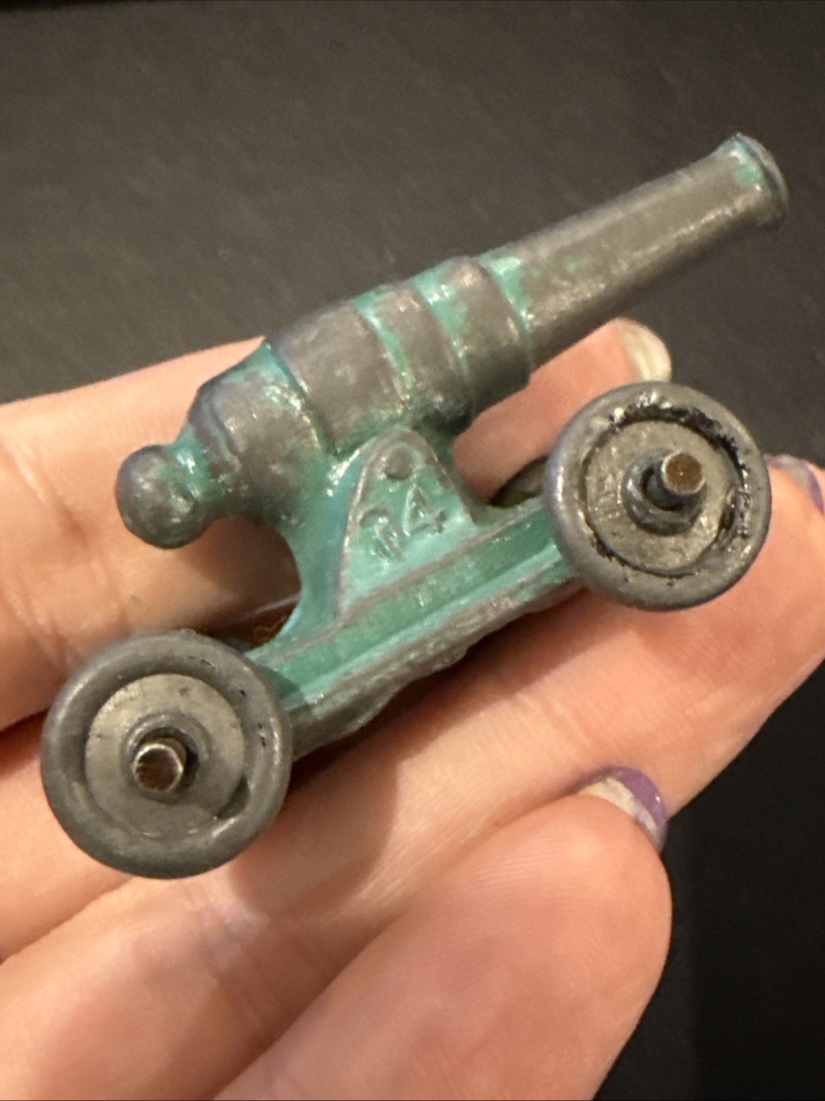 Vintage Metal Cannon Toy 2.5" long
