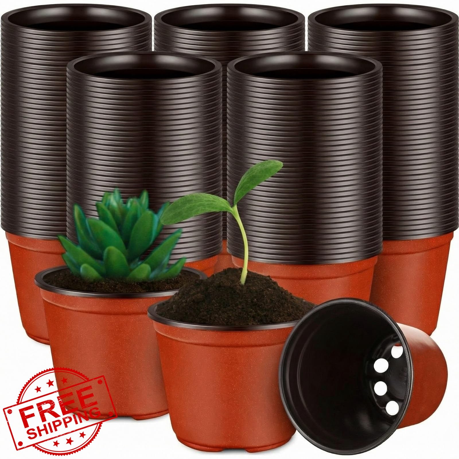Nuanchu 600 Pcs 4 Inch Plant Nursery Pots, Small Seed Starting Pots, Seedling...