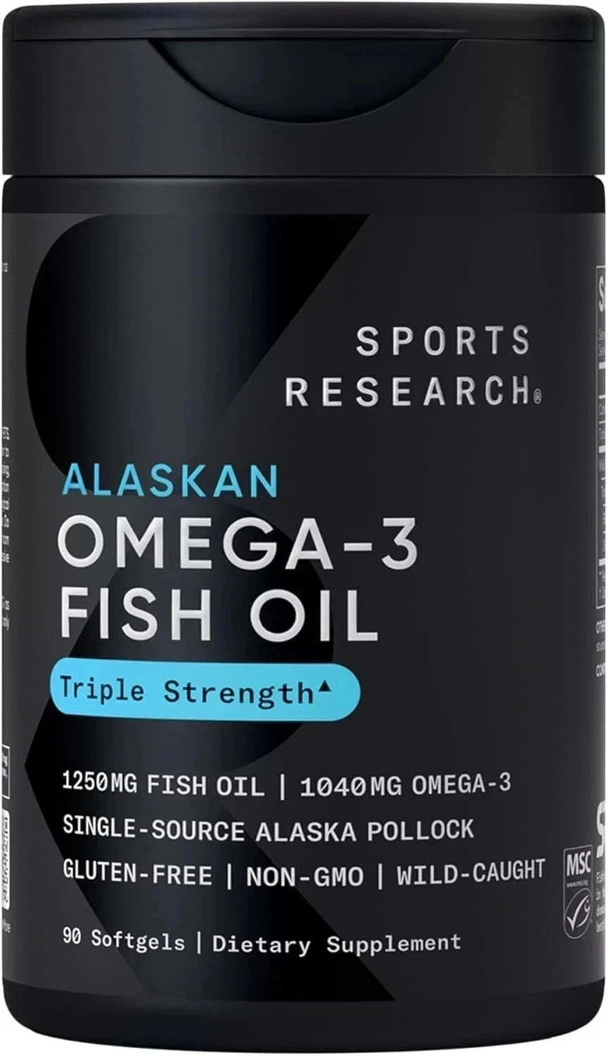 Sports Research Omega 3 Fish Oil 1250 Triple Strength Fish Oil Supplement NEW!
