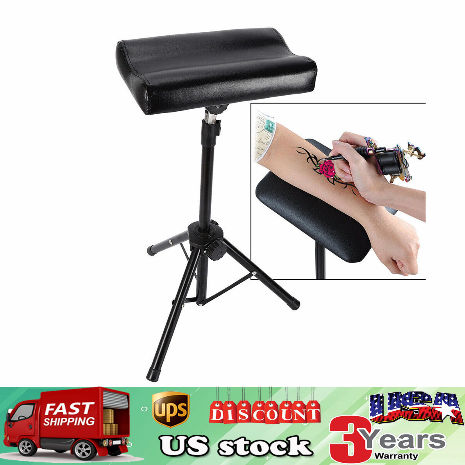Adjustable Tattoo Arm Leg Rest Tripod Stand Chair For Tattoo Studio Portable USA