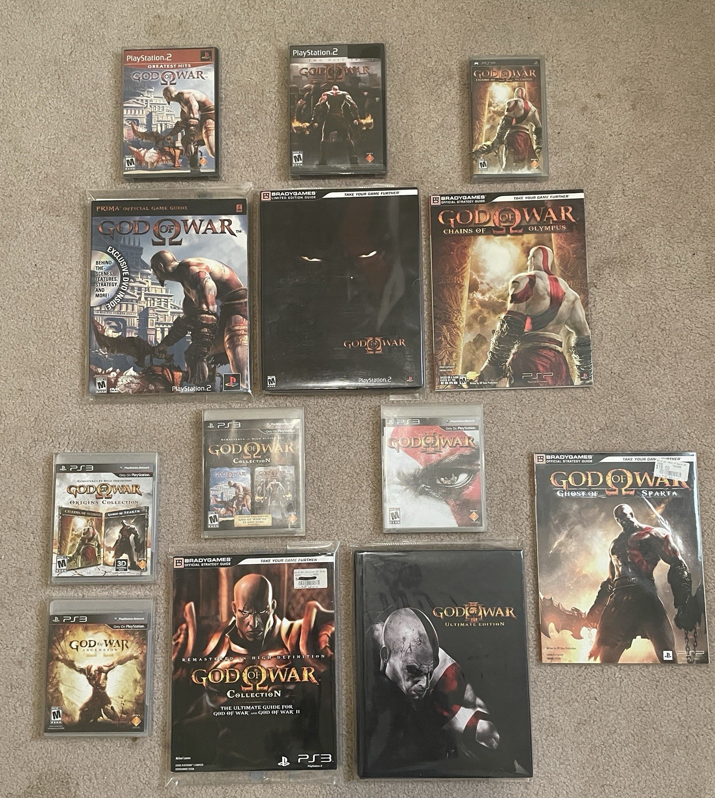 God of War Games & Strategy Guides Lot-PS2, PS3 & PSP-7 Games & 6 Guides