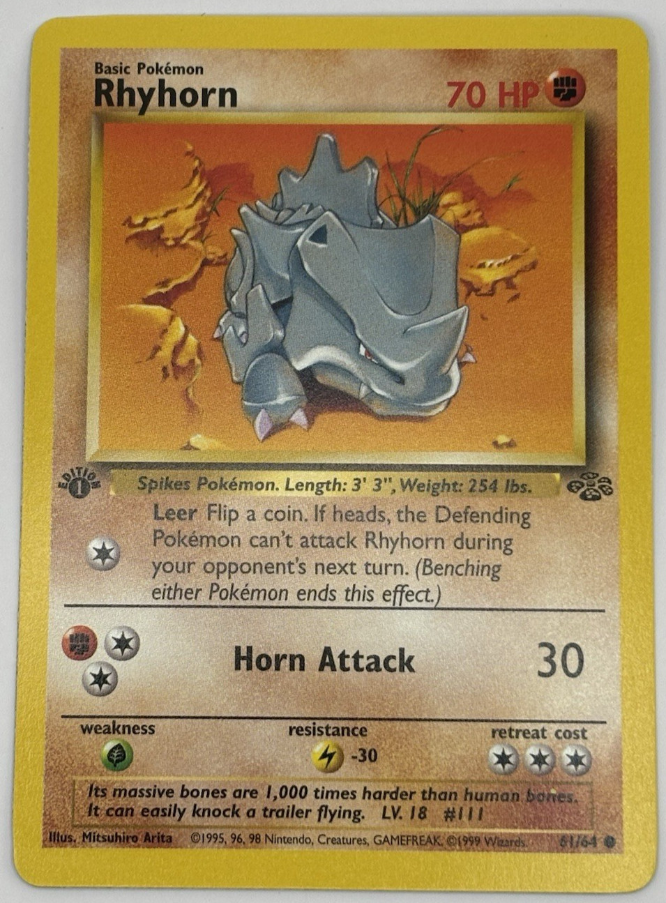 Rhyhorn 61/64 1st Edition Pokemon Jungle Common