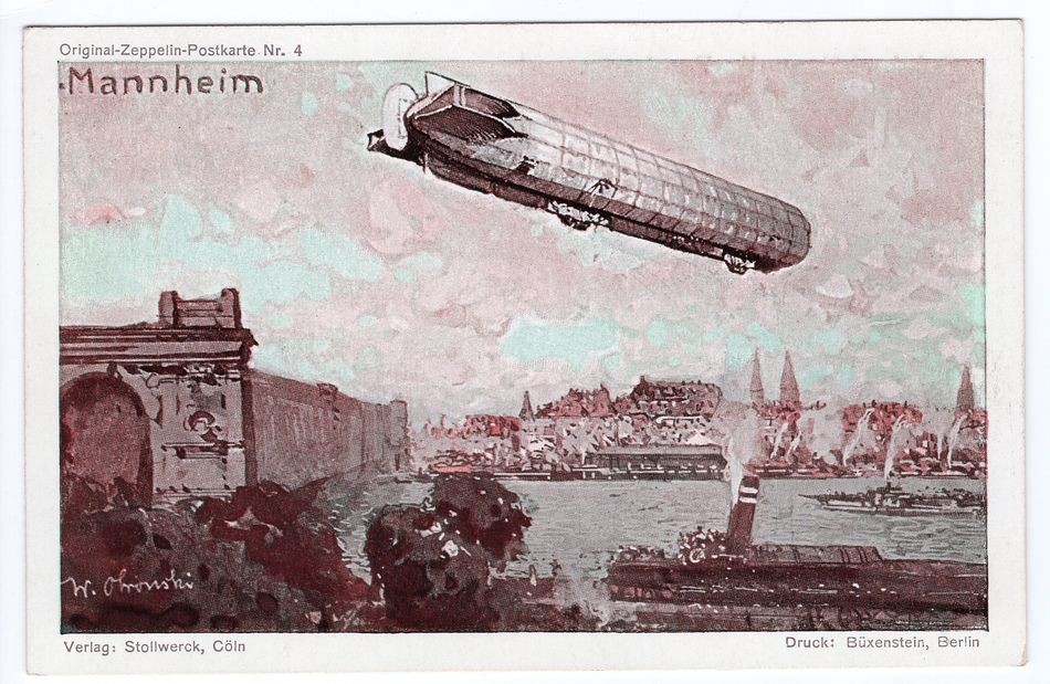 Zeppelin/Airmail Ak Stollwerck No 4 Zeppelin Over Mannheim Unused (FA0660