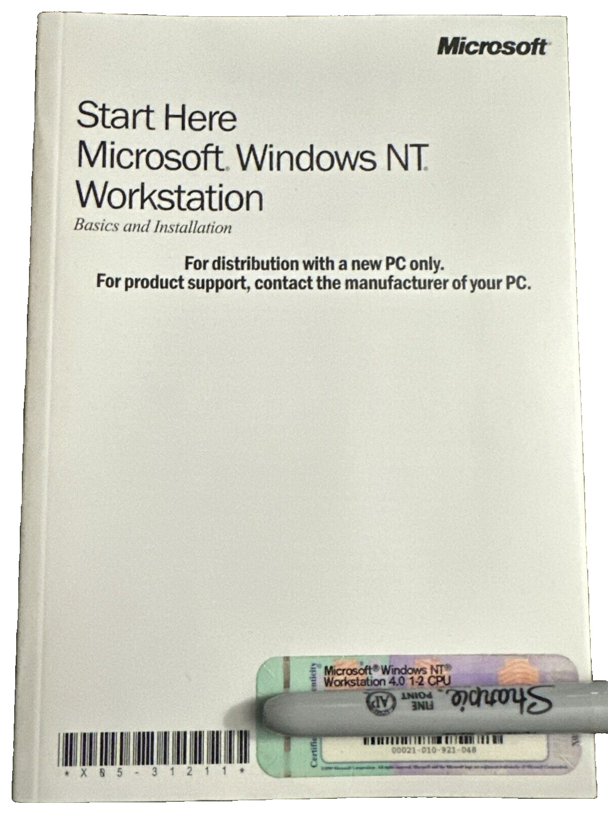 Vtg Start Here Microsoft Windows NT Workstation Basics Manual + License Key