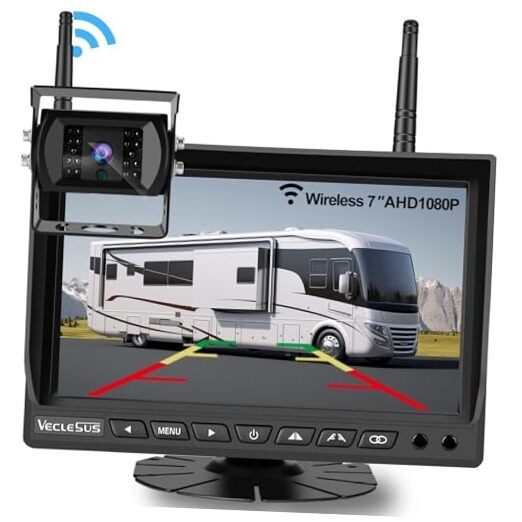 Wireless Backup Camera for Trucks VMW7 high Definition 1080P 7” IPS Monitor 