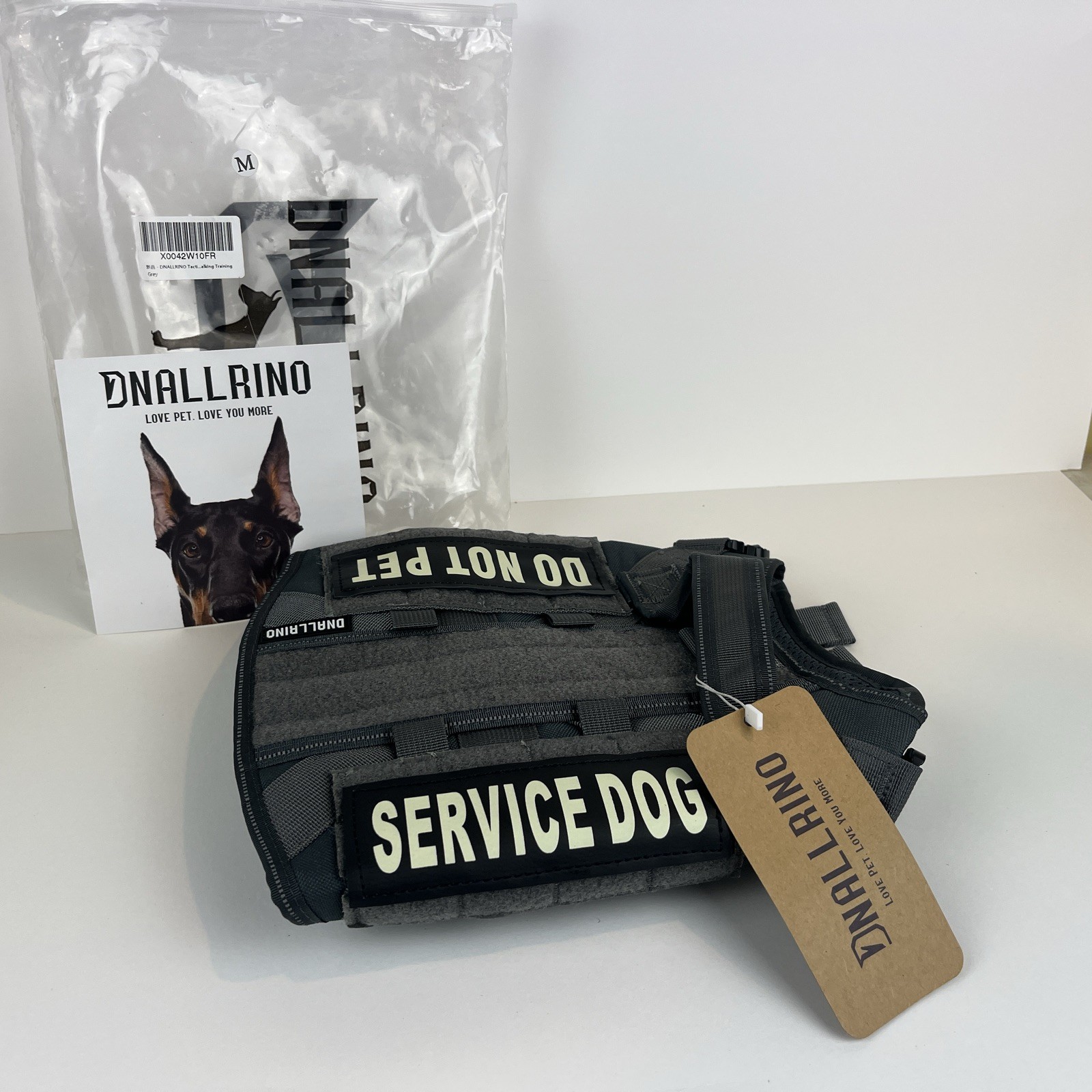 Dnallrino Size Medium Service Dog Harness in Grey Color.