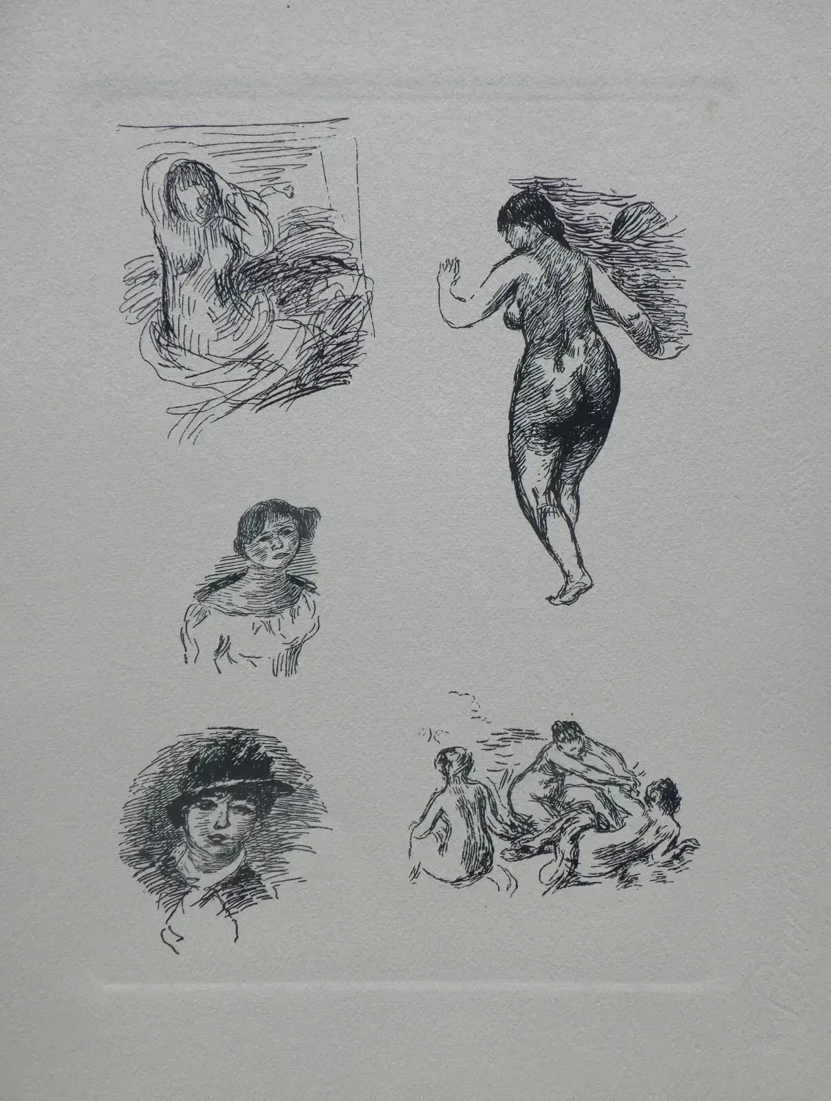 Auguste RENOIR : Esquisses de femmes, GRAVURE, 1952