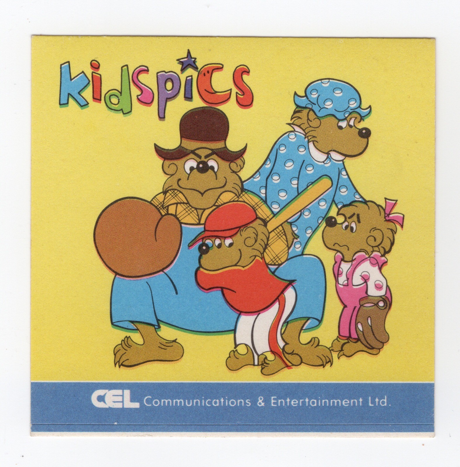 Australian Sticker 1980s CEL Kidspics Home Videos ’Baseball'