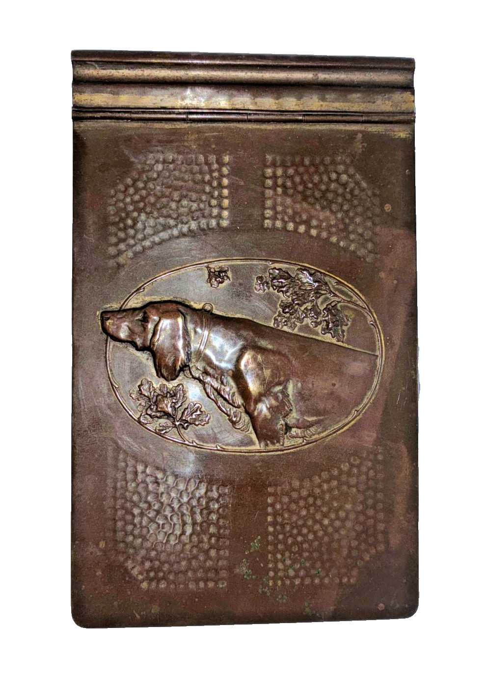 Antique Carnet De Art Nouveau Avec Hunderelief, Métal