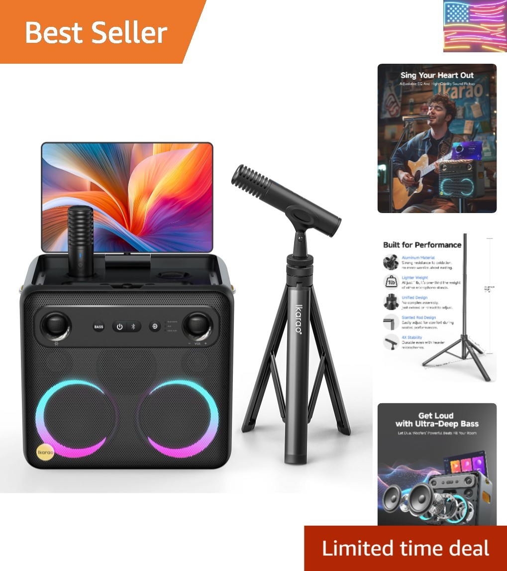 Karaoke Machine with Microphone Stand, Portable Bluetooth Speaker for Party, ...