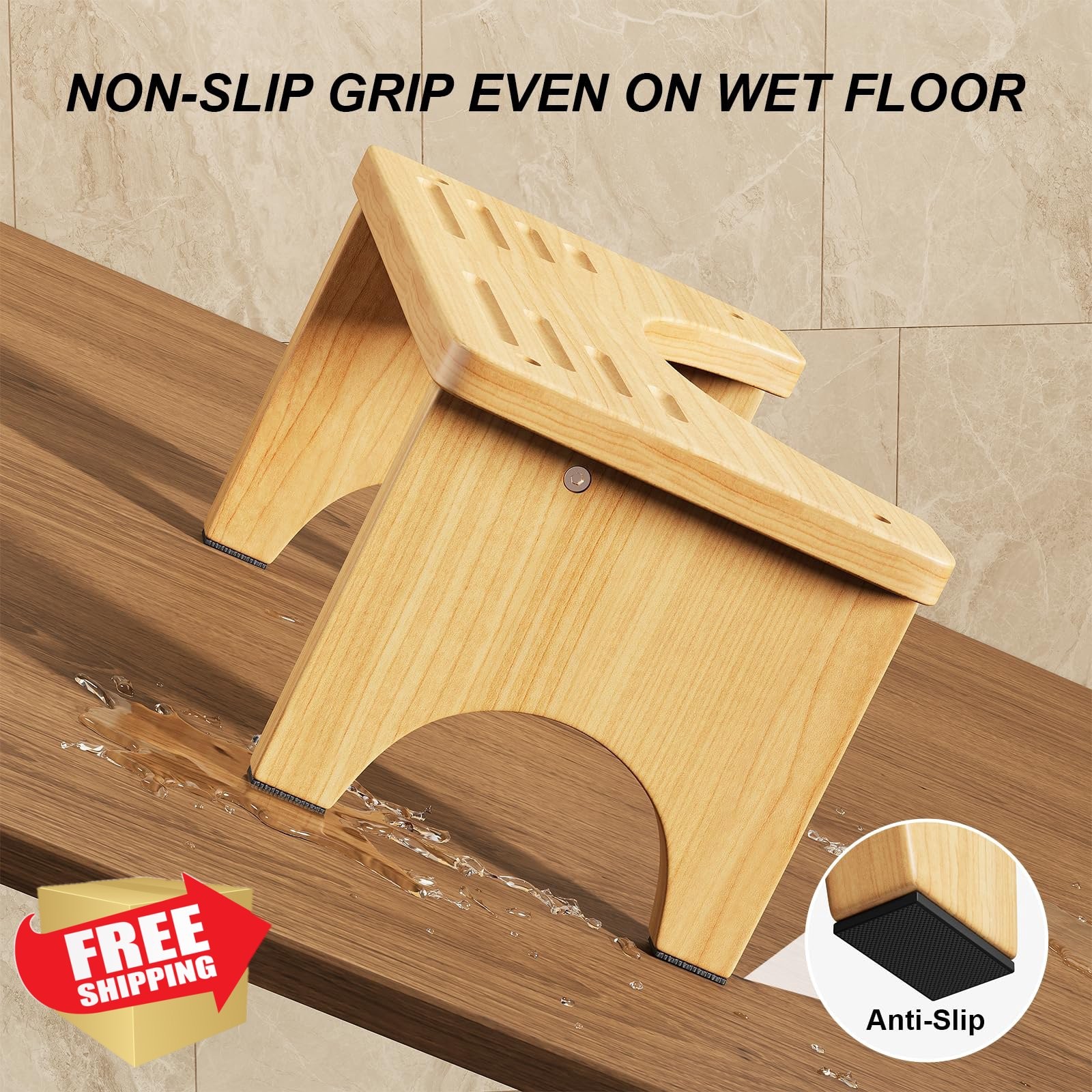 Wooden Squatting Potty Stool Adults 6.7 Inch Toilet Foot Rest