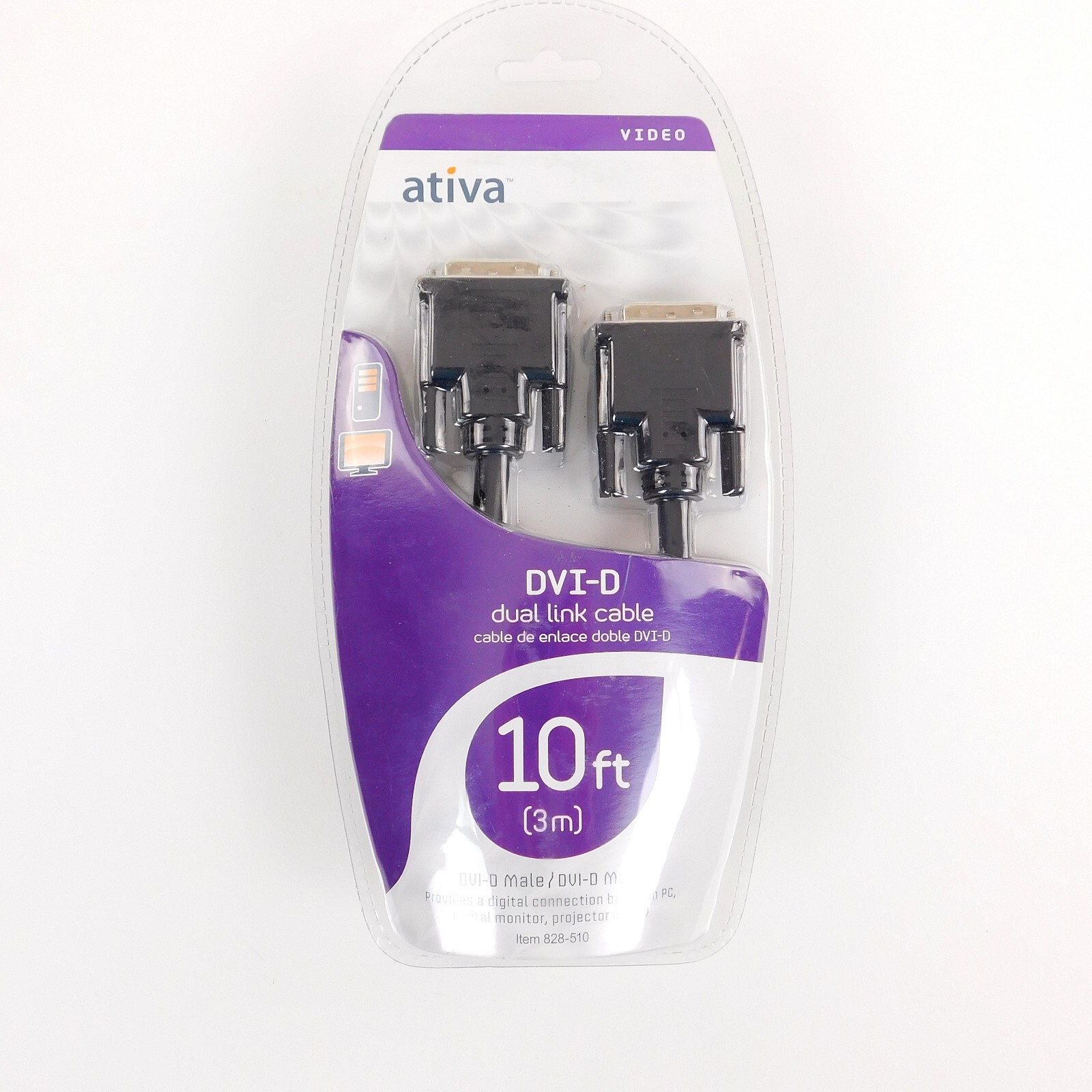 ativa  DVI-D Dual Link Cable 10ft Male  Male Digital Connection for PC Monitor