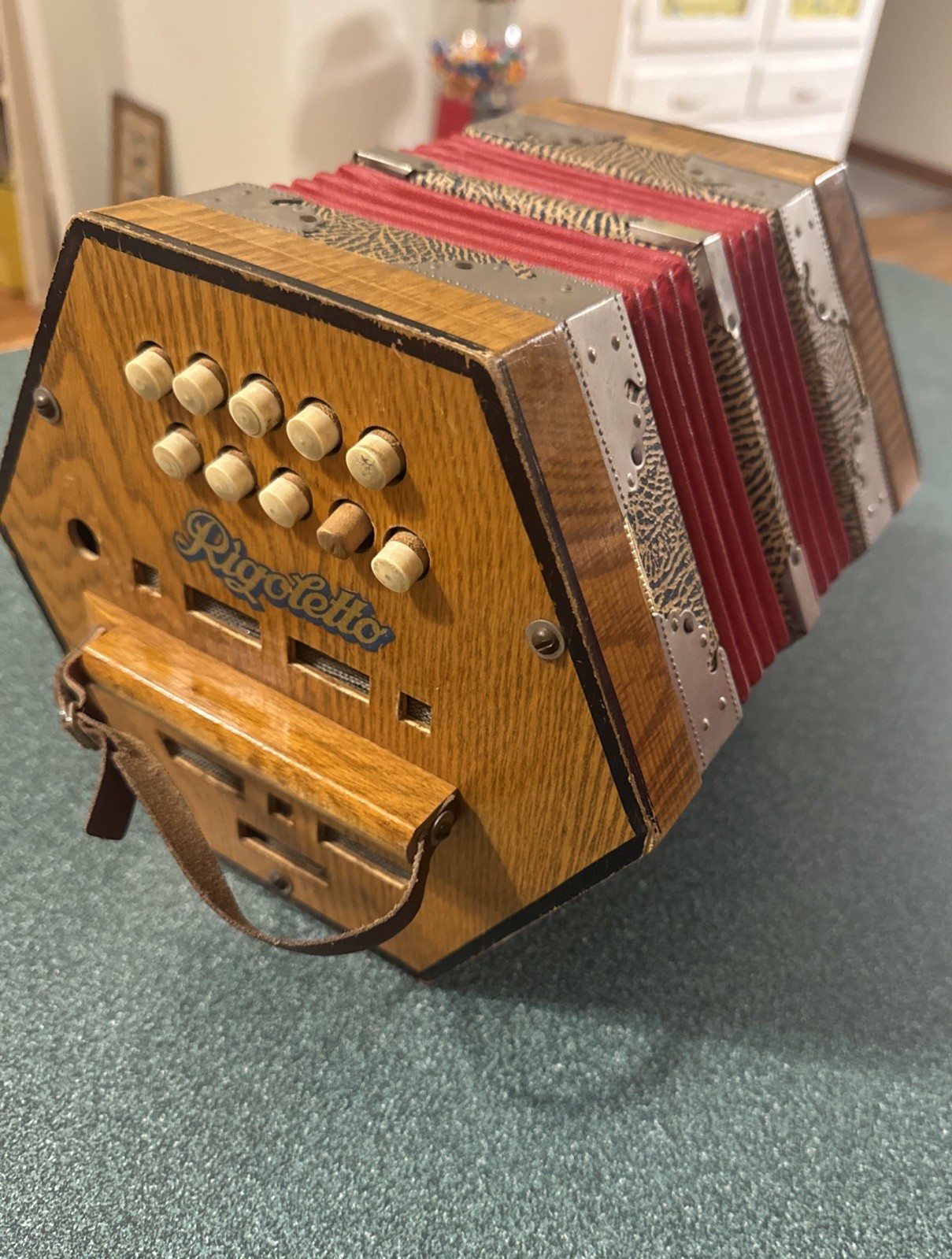 VINTAGE RIGOLETTO Concertina 20 Key Music Box Accordion Instrument Germany EUC