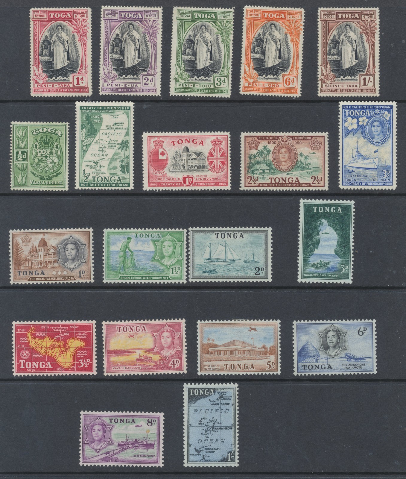 Tonga Stamps 1920-1950 SG55;83/7;95/8;101/10 Mint Hinged CV £28.95
