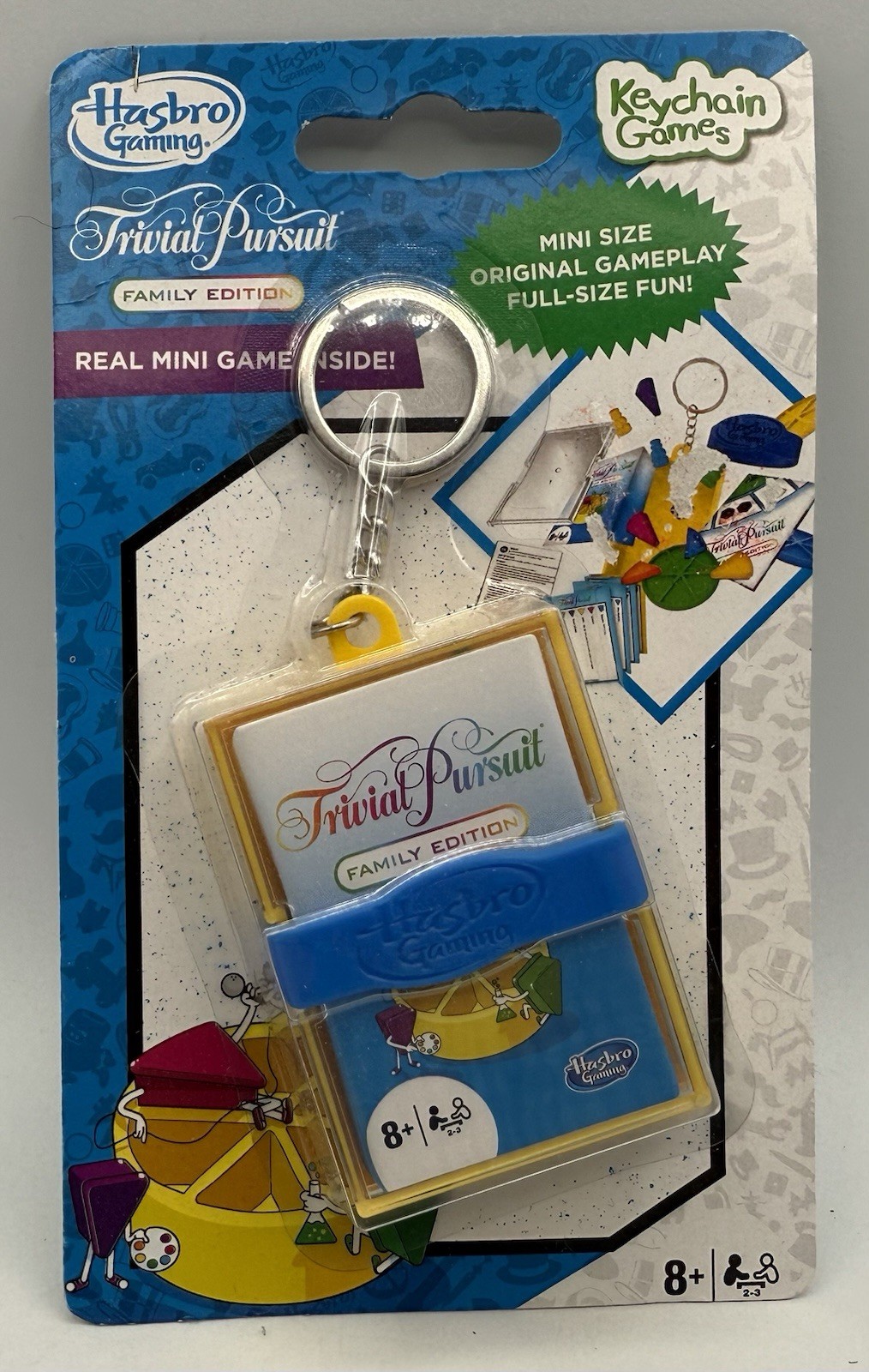 Trivial Pursuit Mini Game Keychain Hasbro Mini Size Full-Size Fun Family Edition