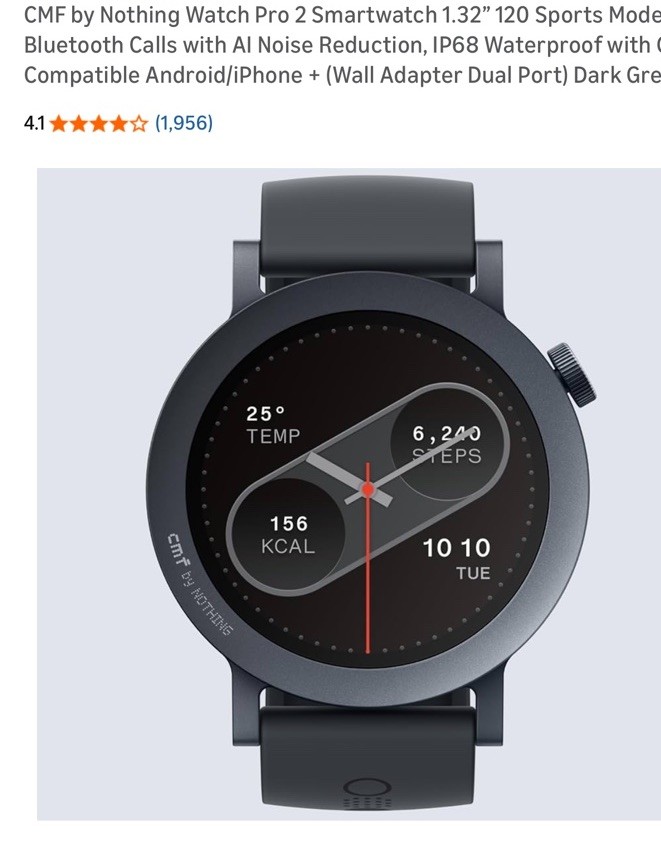 CMF by Nothing Watch Pro 2 1.32" AMOLED Fitness Tracker Bluetooth Dark Grey