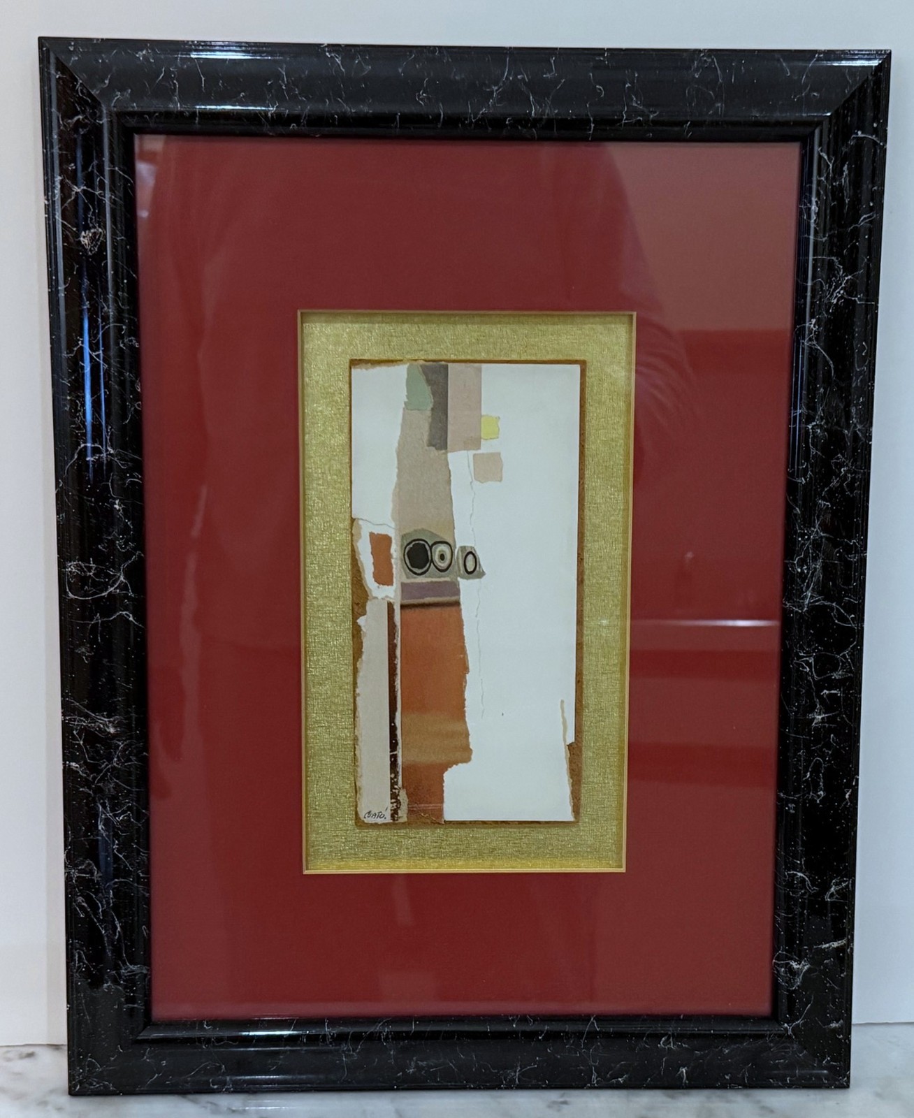 HUNGARIAN ARTIST GEORGE CSATÓ - SIGNED AND FRAMED COLLAGE ON BOARD (#2)