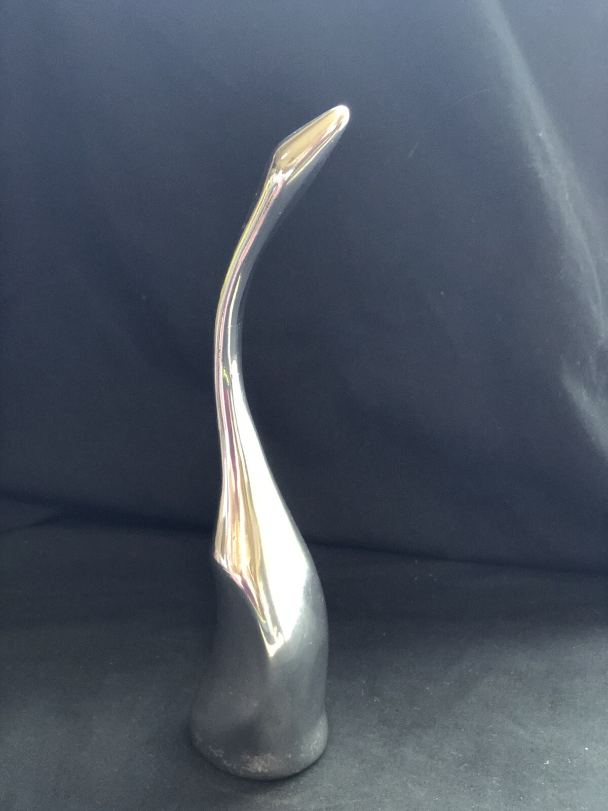 VTG HOSTELTON Polished Aluminum Sculpture MCM Loon Goose Bird Swan Heron 8.25”
