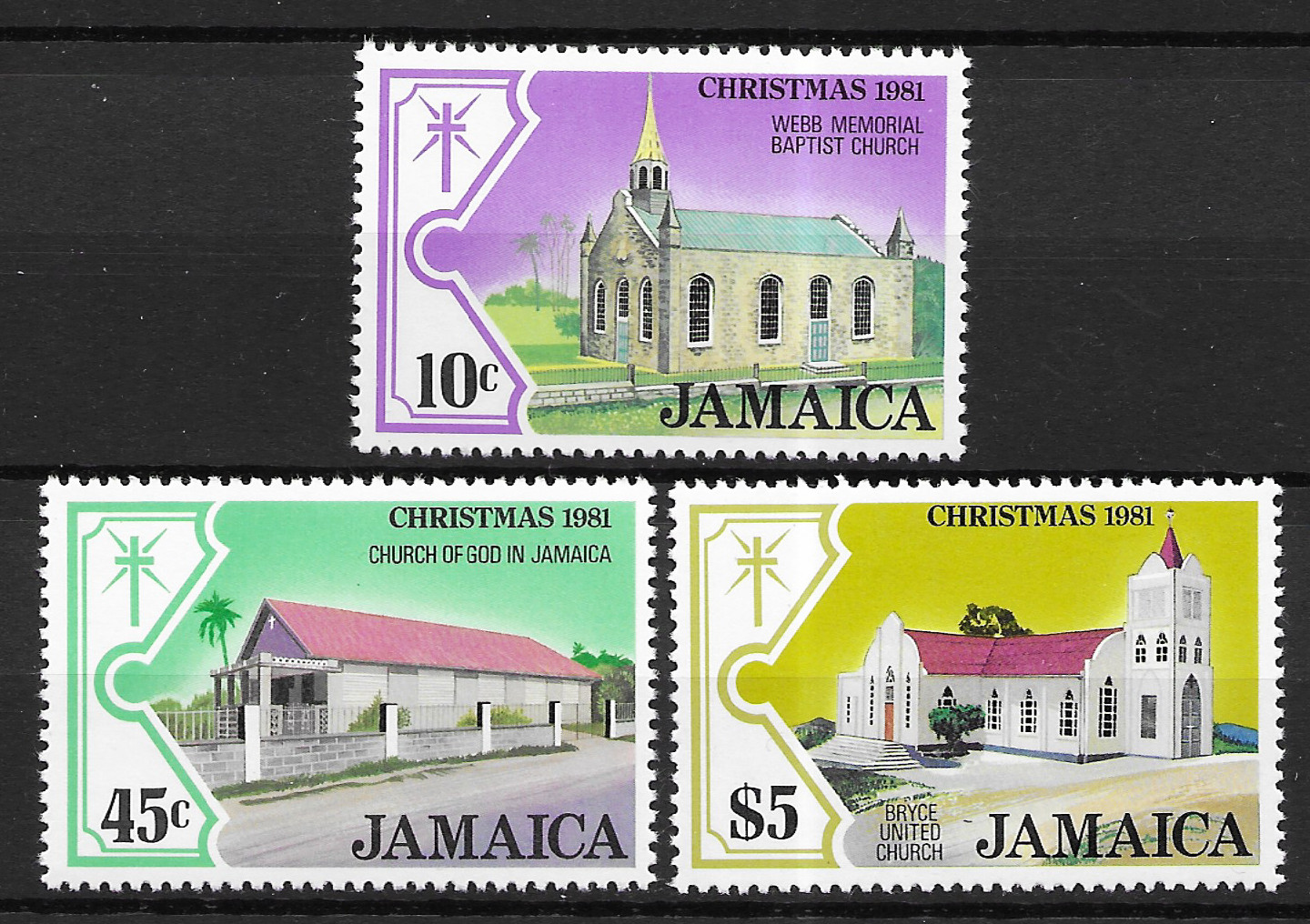 Jamaica 1981 Christmas Churches 2nd series MNH set S.G. 537-539