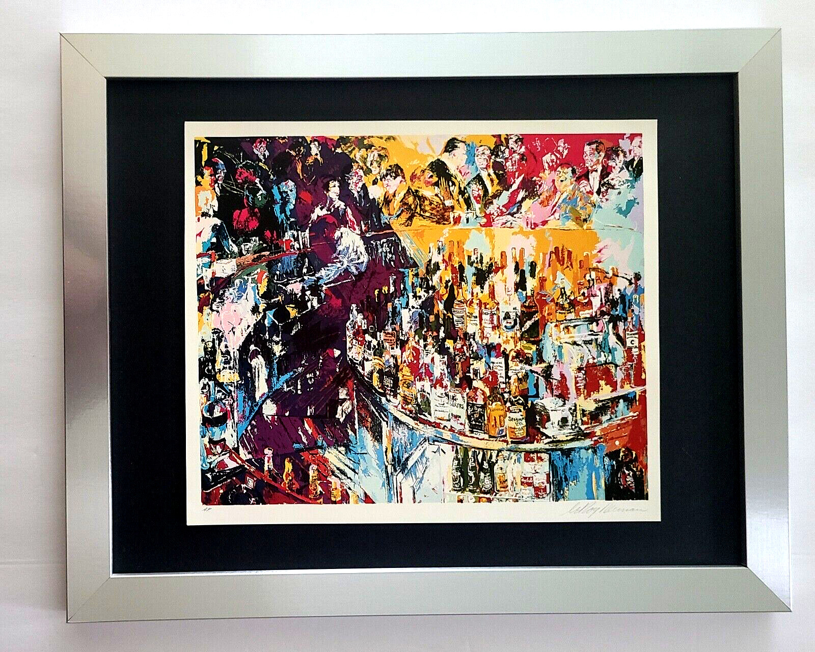 LEROY NEIMAN,  AT THE BAR + CIRCA 1990'S + SIGNED PRINT FRAMED